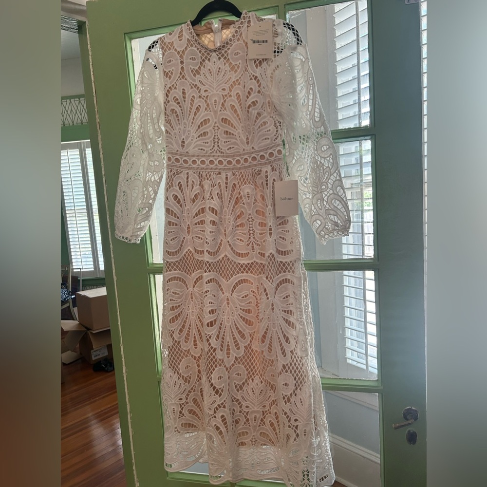 Bohme New With Tags Lace/Crochet White maxi dress size Small